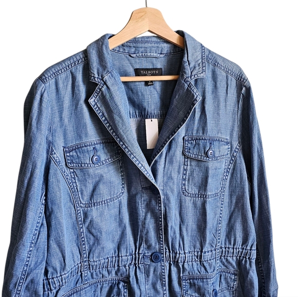 NEW Talbots Buttom Down Women's Blue Denim Jacket Plus Size X - Picture 2 of 6